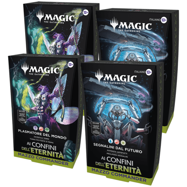 Ai Confini dell'Eternità - Bundle Commander (ITA) Collector Booster Sample Pack da 2 carte in ciascun mazzo Una carta guida e un portamazzo in ogni Commander