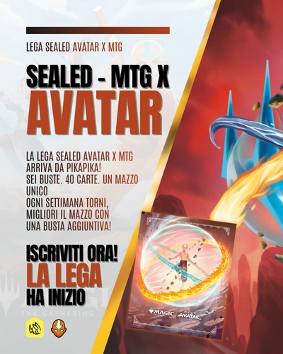 Slider mobile evento lega MTG x AVatar padroneggia i 4 elementi pikapika